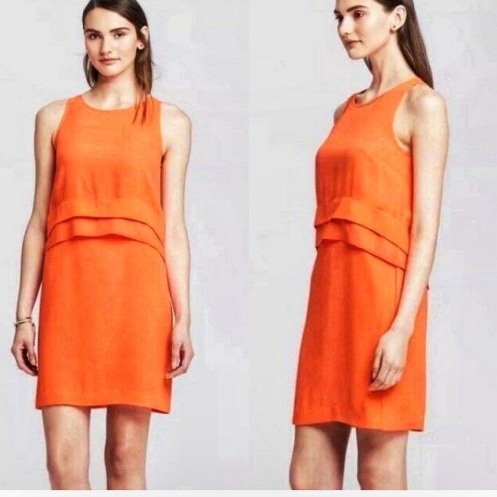 Banana Republic Orange Sheath Mini Dress Halter Neckline